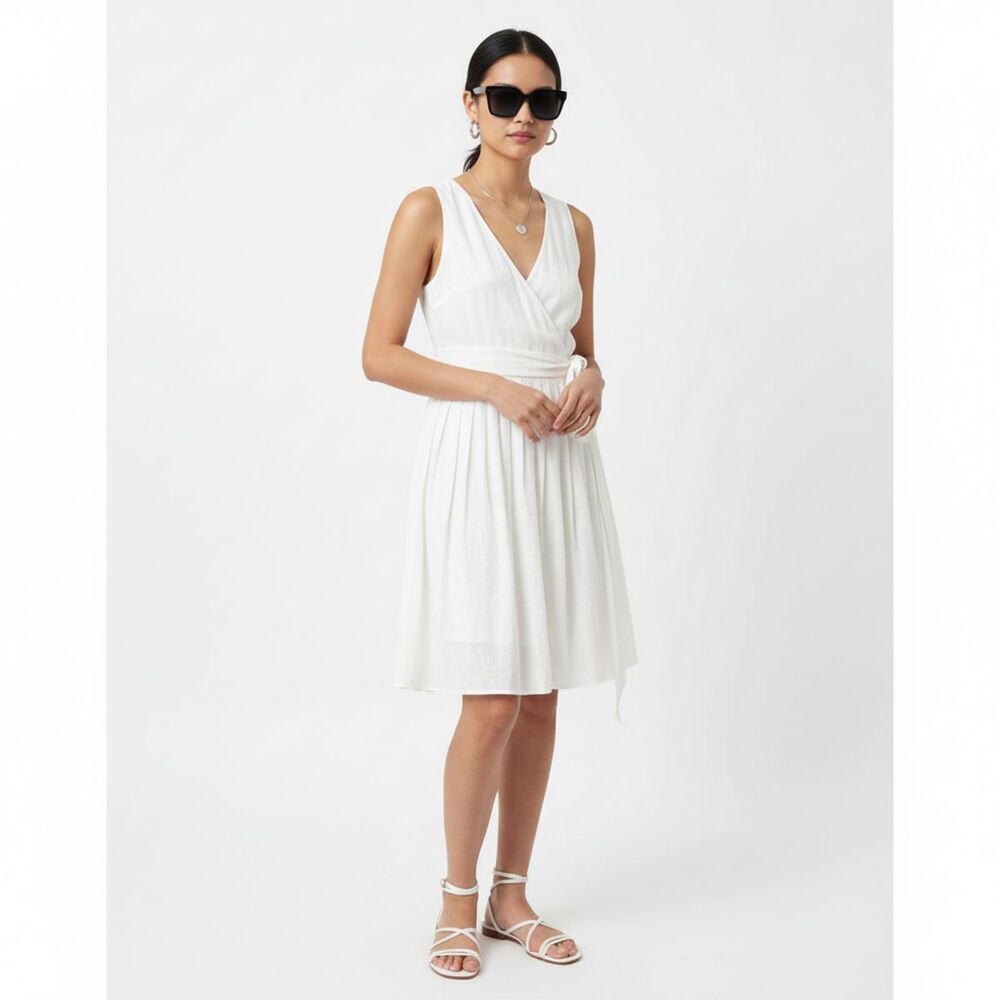 J Crew White Sleeveless 100% Cotton Summer Dress 6